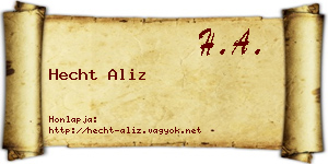 Hecht Aliz névjegykártya